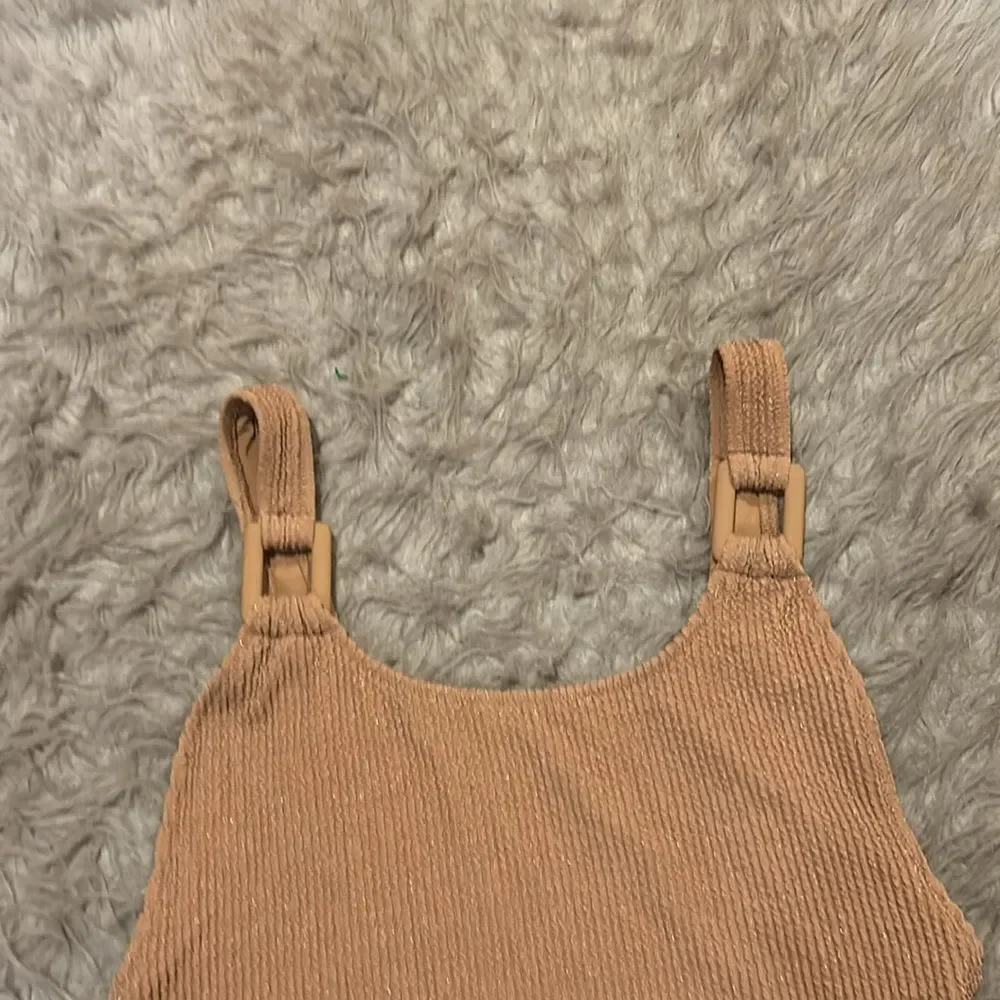 NWT aerie one‎ piece cheekiest tan shimmer ribbed swimsuit